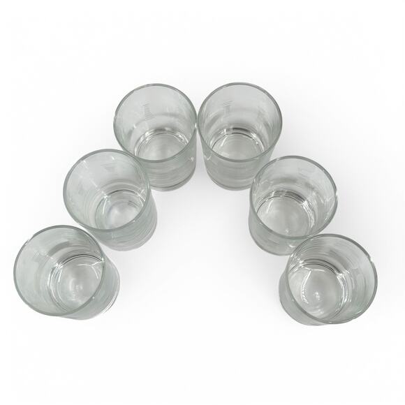 Libbey Juice Glasses Cut Etched Hourglass MCM Vintage Lot of 6 - Picture 3 of 10